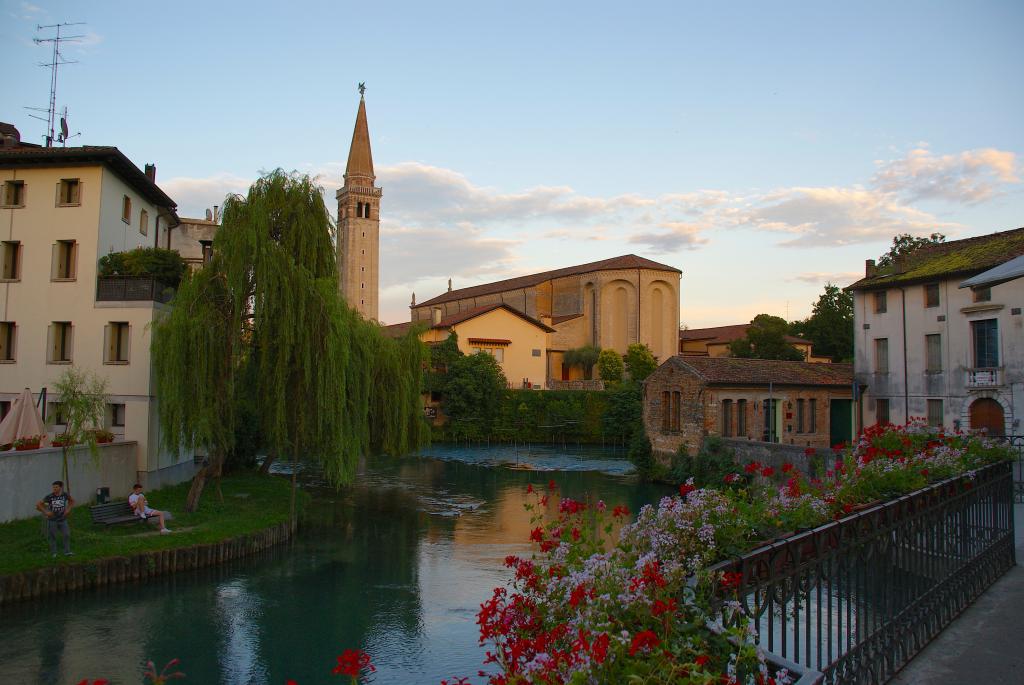 Friuli Venezia Giulia-Sacile river tower flowers