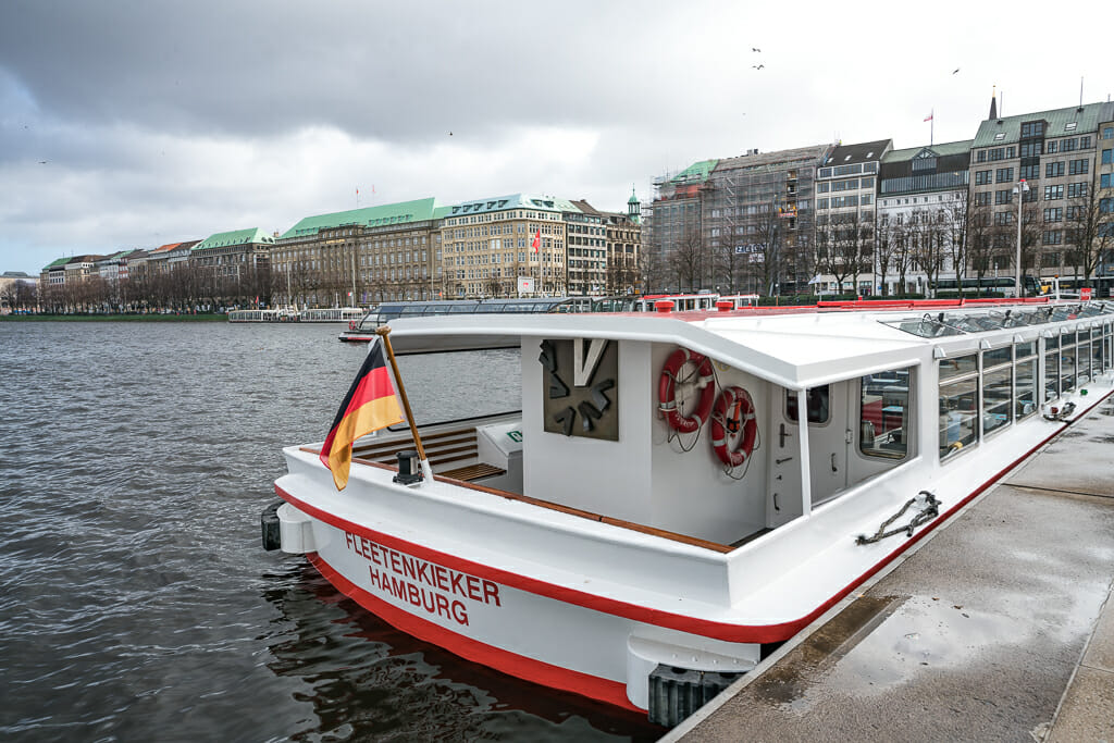 Red White colored Tourist Ship on Alster River in Hamburg - Best Things to do in Hamburg