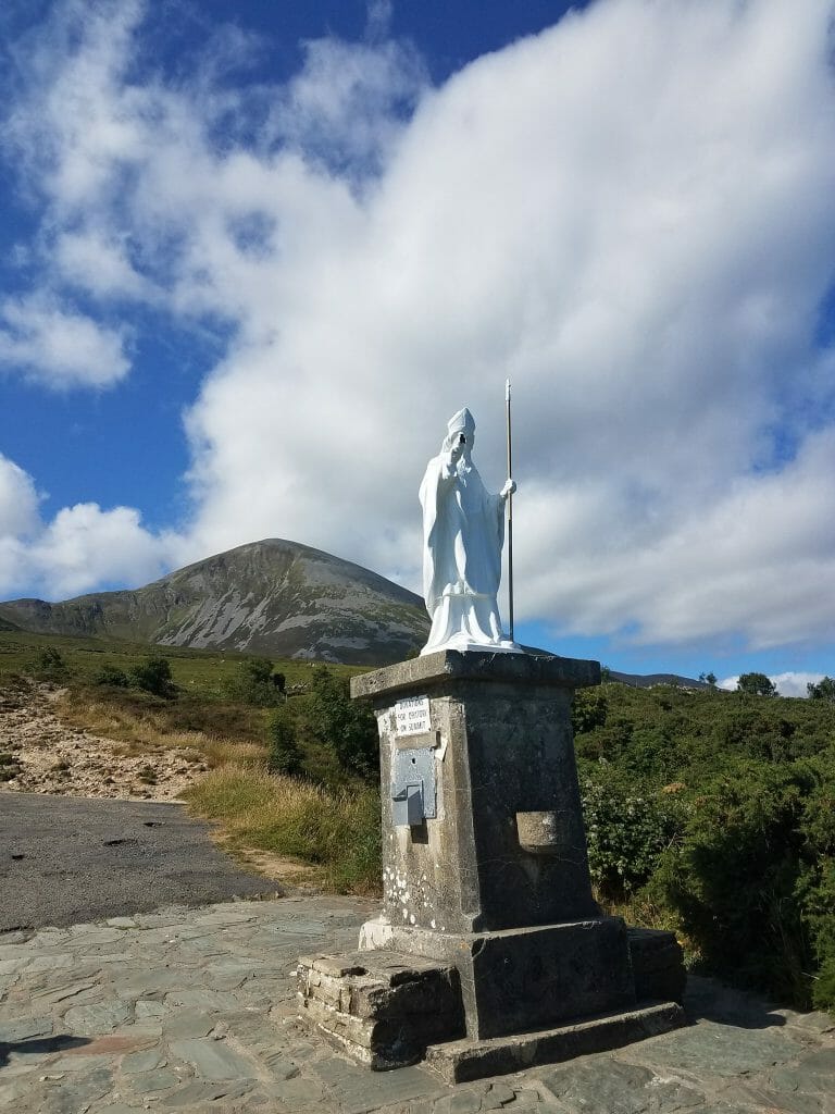 Before Climbing Croagh Patrick there is a statue of St. Patrick
