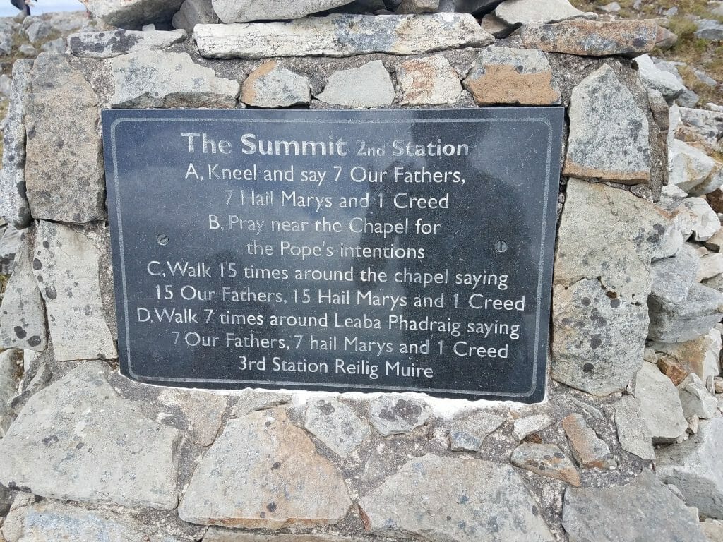The Summit 2nd Station instructions for the religious Climbing Croagh Patrick