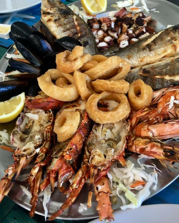 Delicious seafood platter from Mykonos