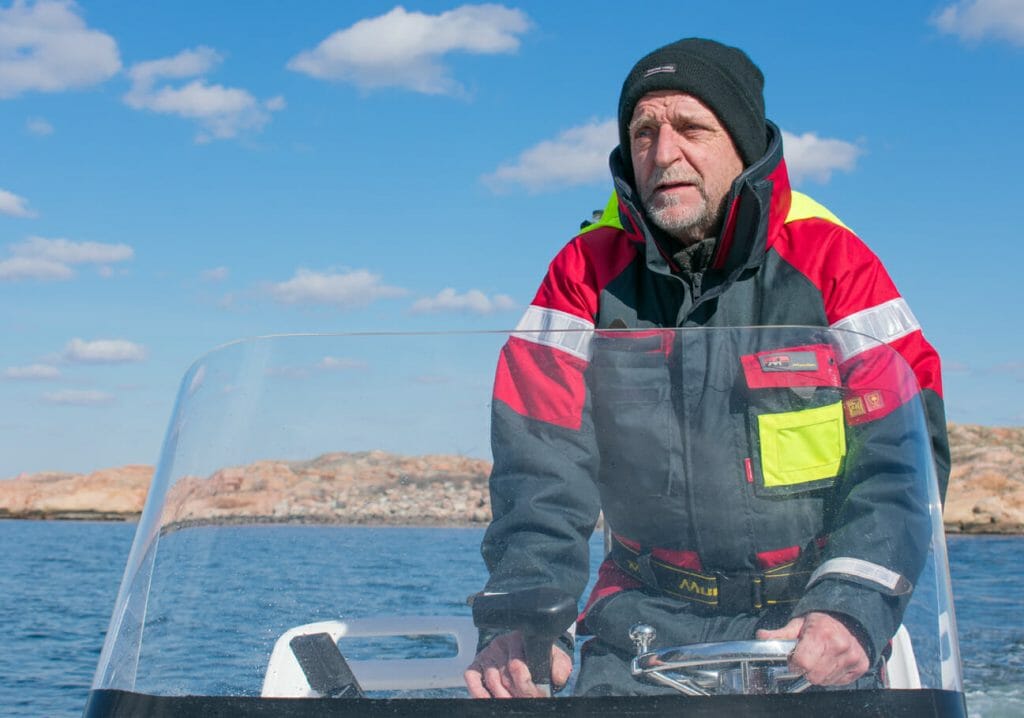 Lars captaining the boat