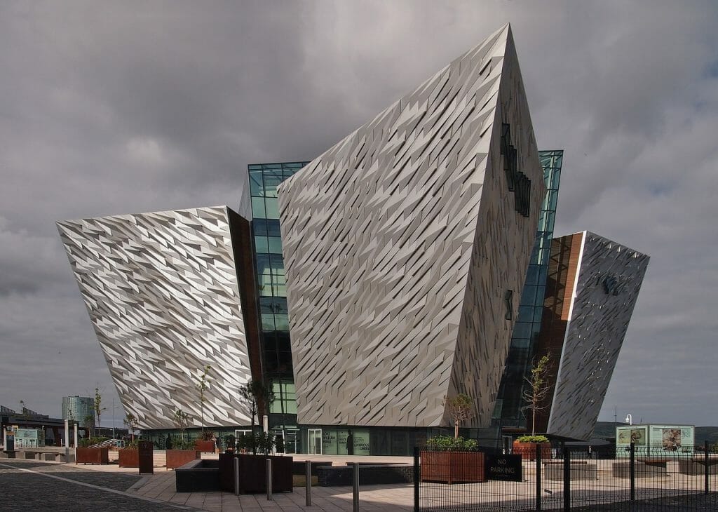Titanic Museum in Belfast Northern Ireland from the outside - Glass/Medal building, very modern architecture