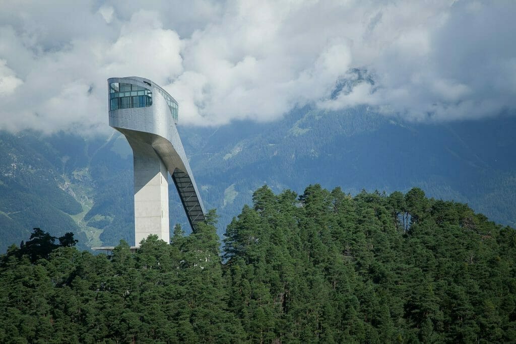 A towering ski tower in Innsbruck