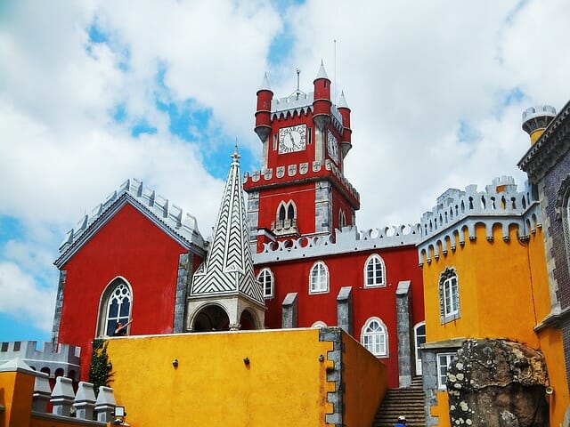 Red and yellow vibrant castle like building