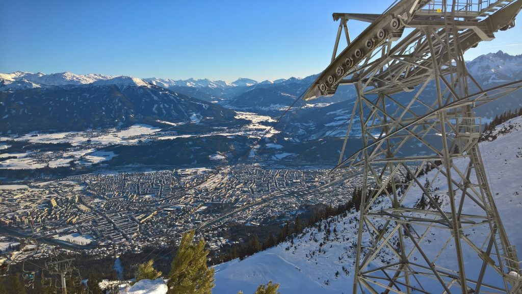 Innsbruck cable car over the magnificent ski runs