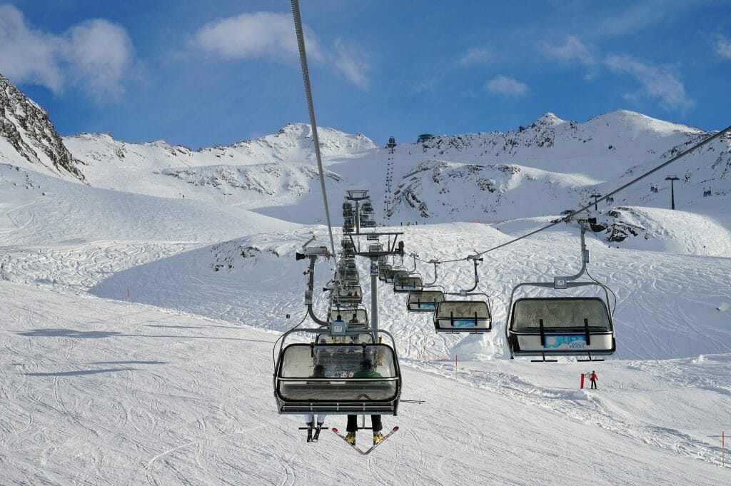 Ski lifts over Austrian run