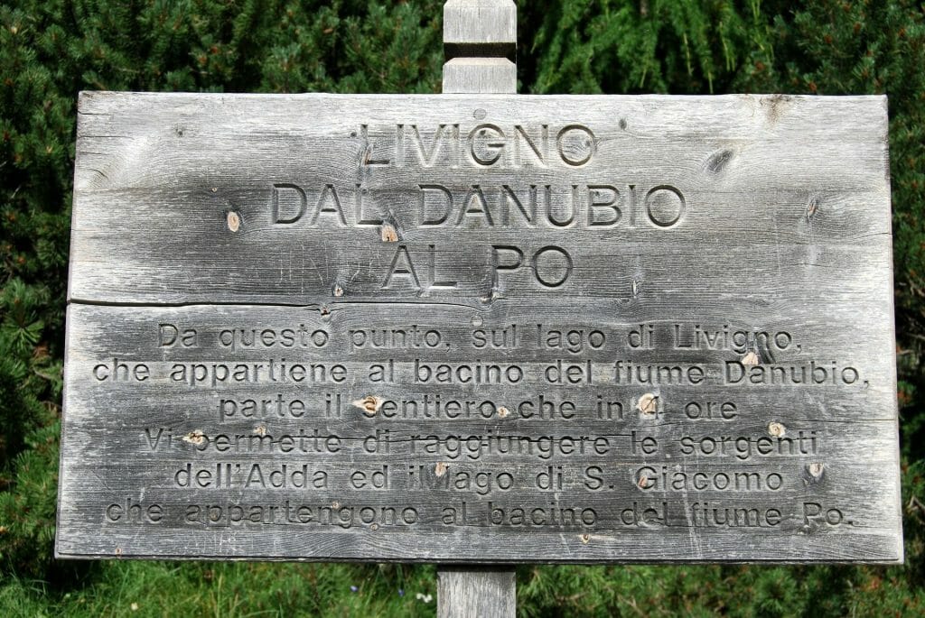 Old sign about Livigno in their Italian