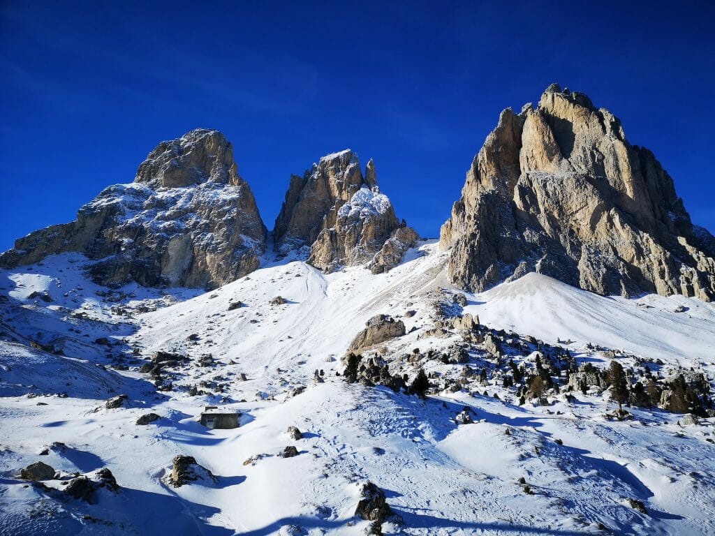 Snow covered Italian Alps with crisp fresh snow