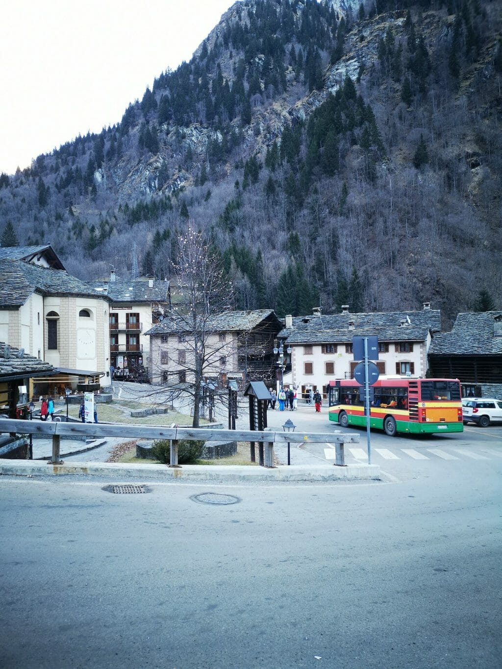 Quiet Italian mountain town in early winter