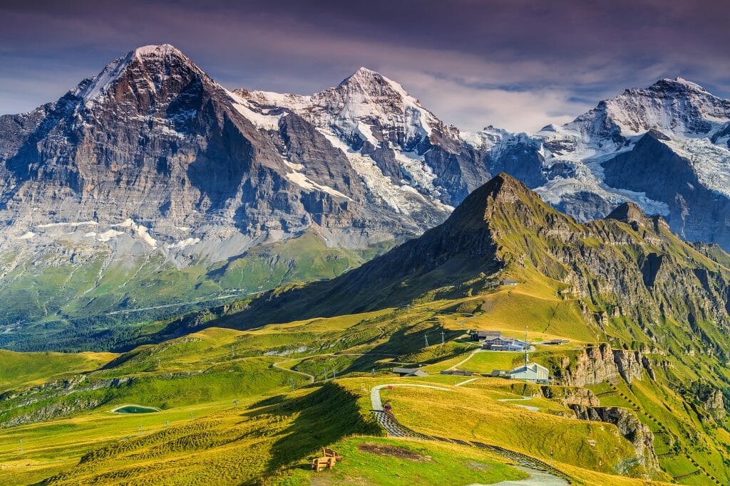 Panoramic View over Mountains in the Swiss Alpes