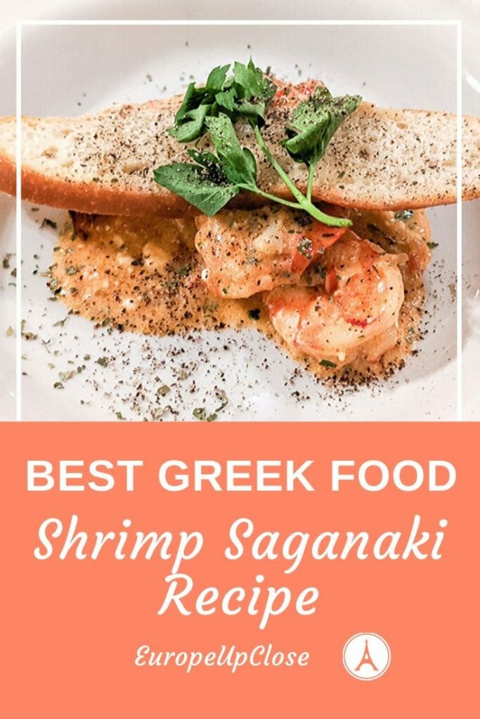 Best Greek Recipe: Shrimp Saganaki is a typical Greek food you should try. Fresh shrimps with tomatoes, ouzo and feta cheese make for a delicious and authentic Greek recipe. Greek food is delicious and follows the healthy Mediterranean Diet.  #greek #greece #greekfood #seafood #seafoodrecipe #greekrecipe #greekfood #shrimps #shrimprecipe #greekisles #mediterranean #mediterraneandiet #appetizer #appetizerrecipe #greekrecipes #greekdishes #shrimpsaganaki