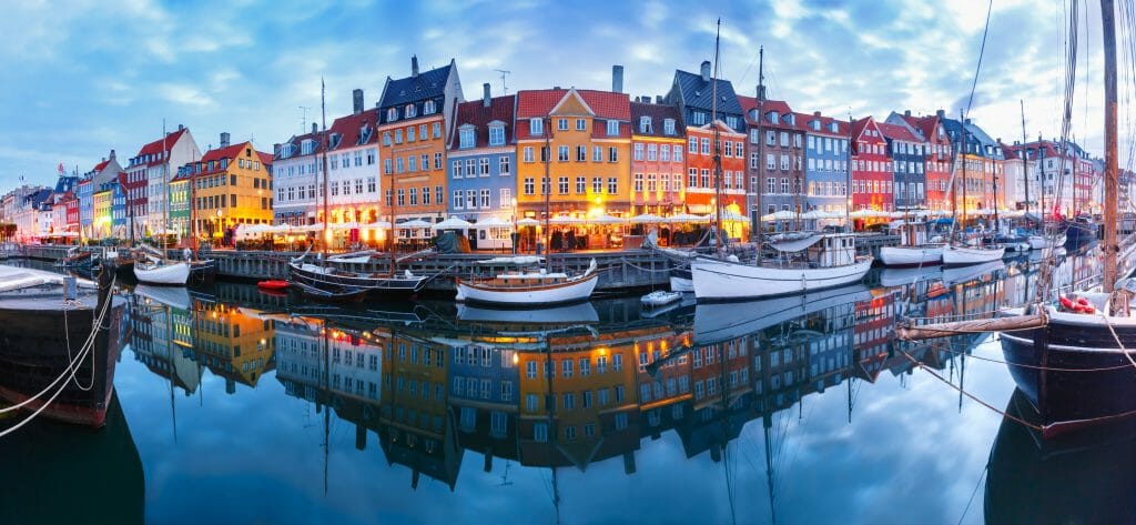 Panorama of colorful houses in Nyhavn Copenhagen - Things to do in Copenhagen Denmark