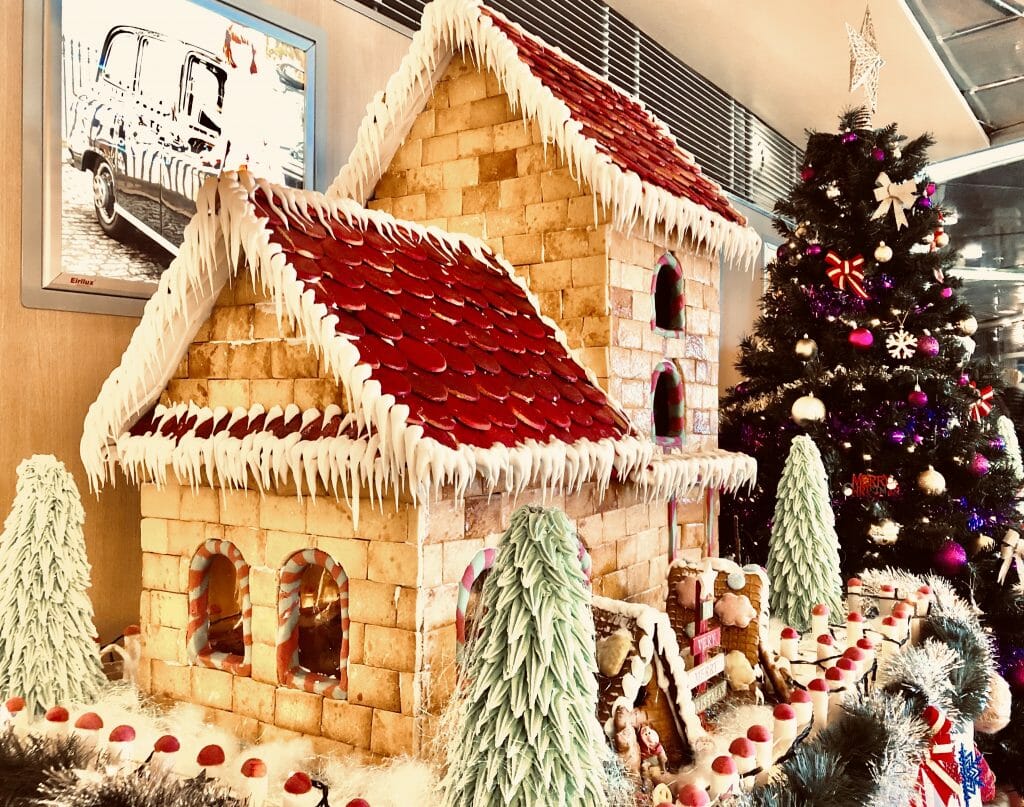 Gingerbread houses and Holiday Decoration on the Celestyal Crystal in December - Mediterranean Winter Cruise