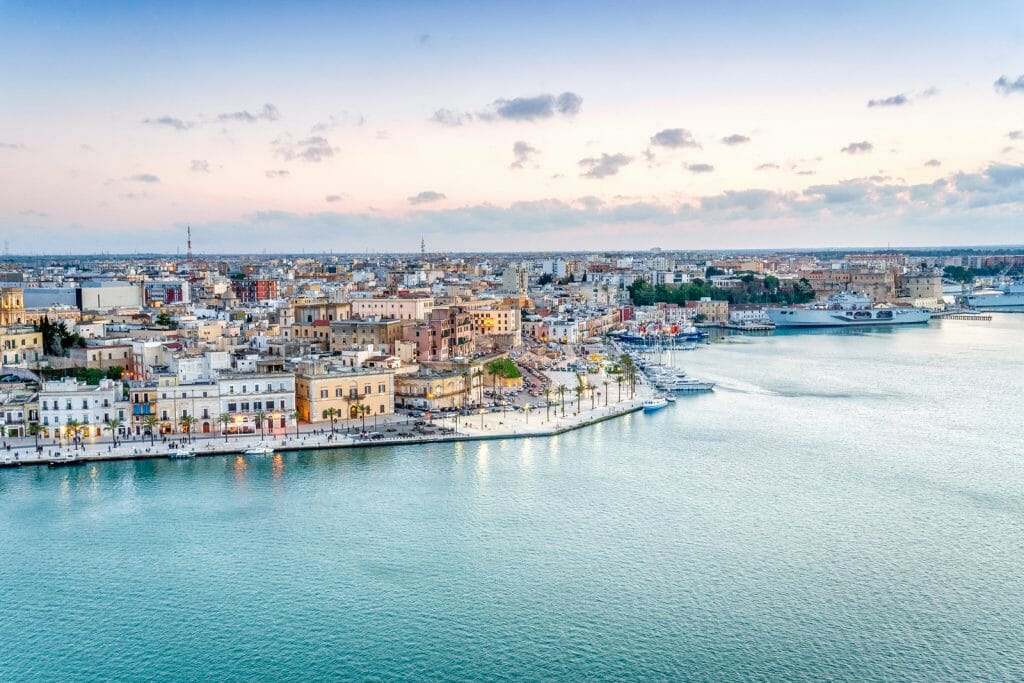 Best Places to Visit in Puglia Travel - Aerial panorama of Brindisi in the afternoon, Puglia, Italy