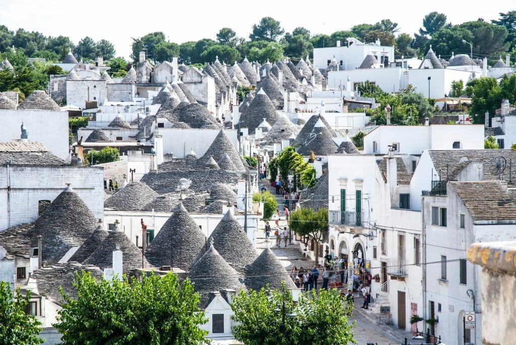 White houses with cone shaped roofs - Alberobello's trulli, Apulia, Italy