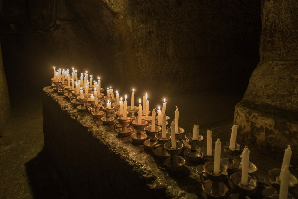 Candles in Naples underground