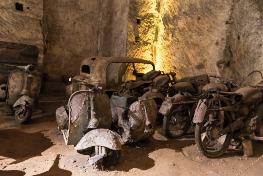 Military vehicles in the basements of Naples Italy