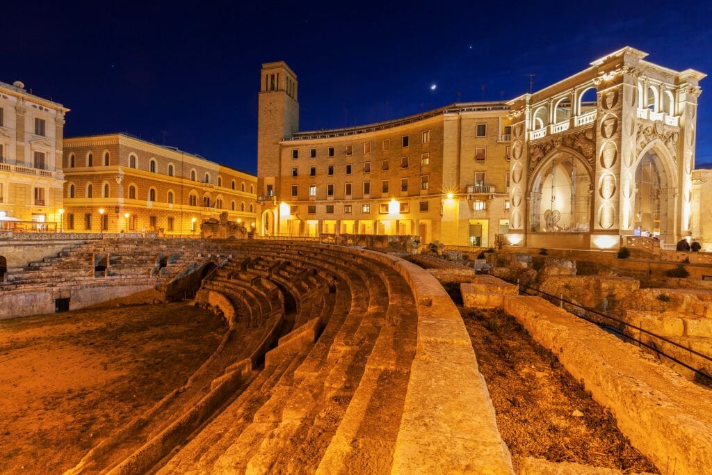 Piazza Santo Oronzo and Anfiteatro Romano in Lecce. Lecce, Apulia, Italy