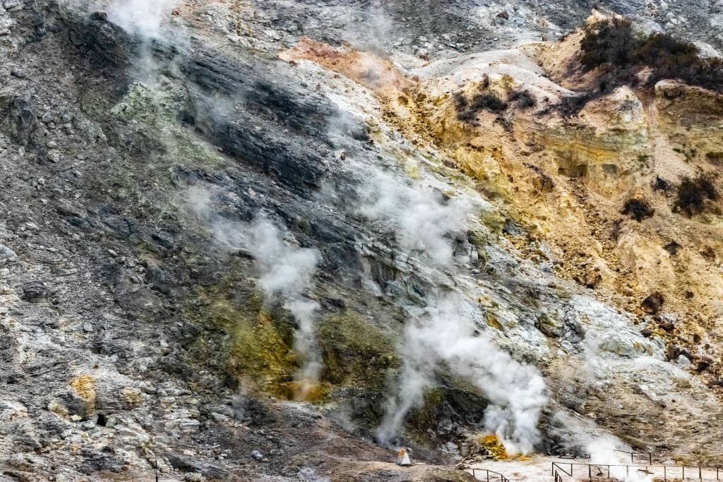 sulfur fumes in the phlegraean fields near Naples