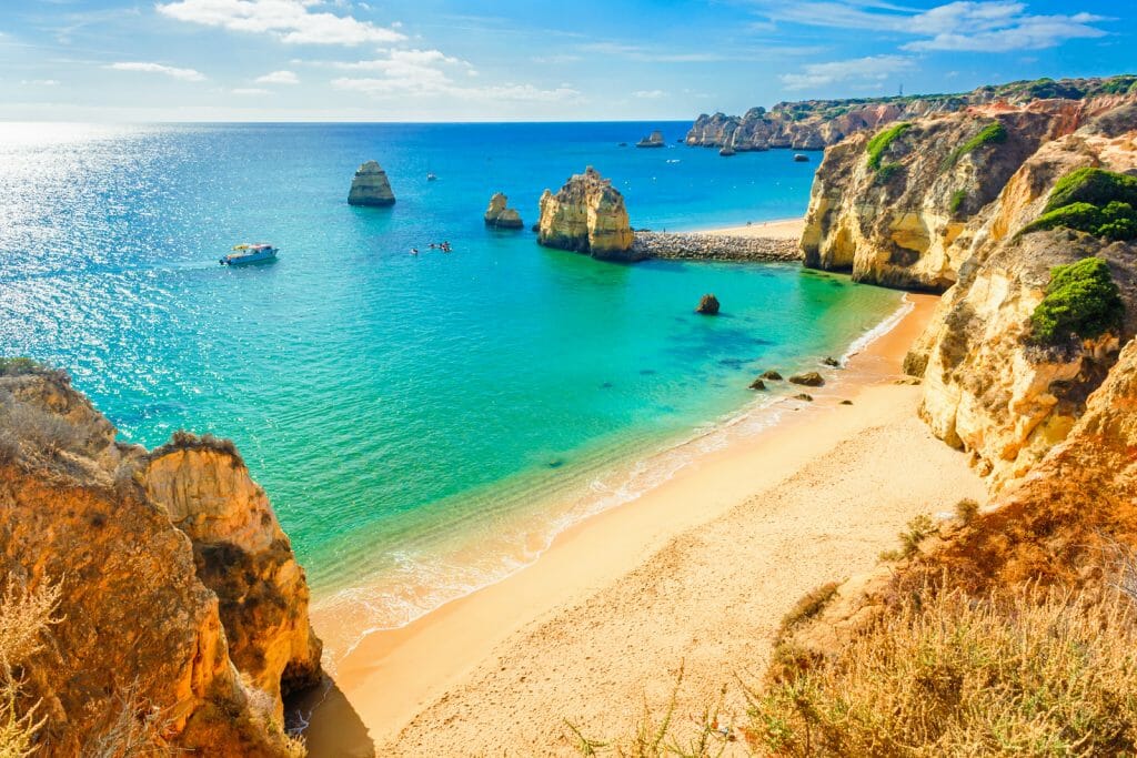 Beautiful sandy beach near Lagos in Panta da Piedade, Algarve region, Portugal