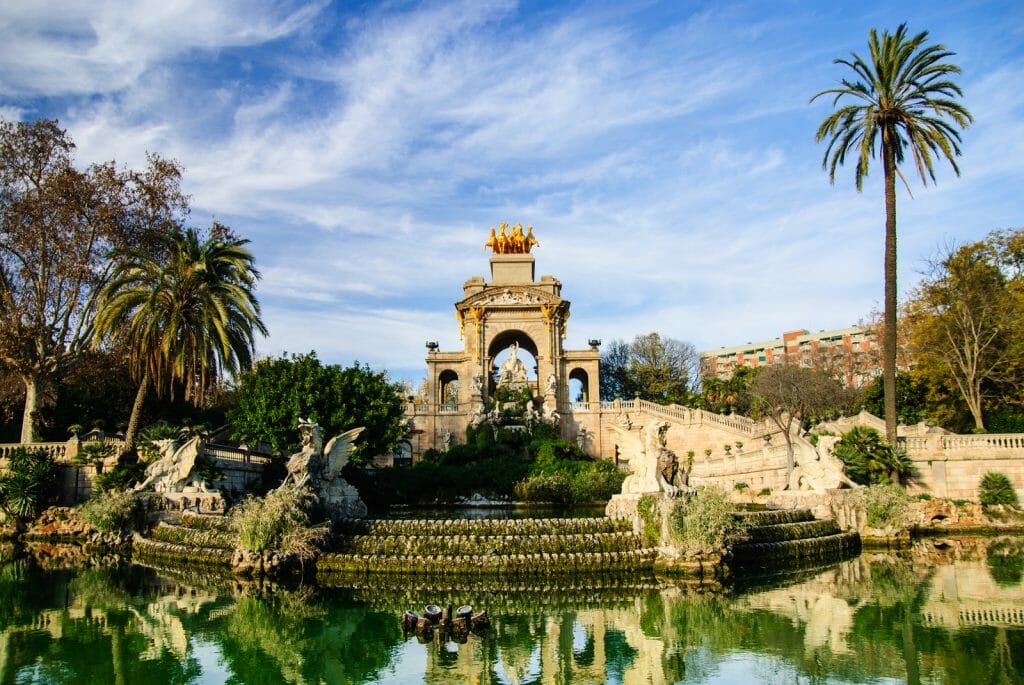 Magnificent fountain with pond in Parc de la Ciutadella, Barcelona