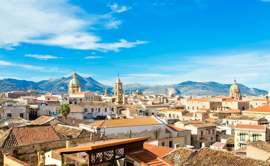 Panorama of the city of Palermo, view of the old town Palermo Italy
