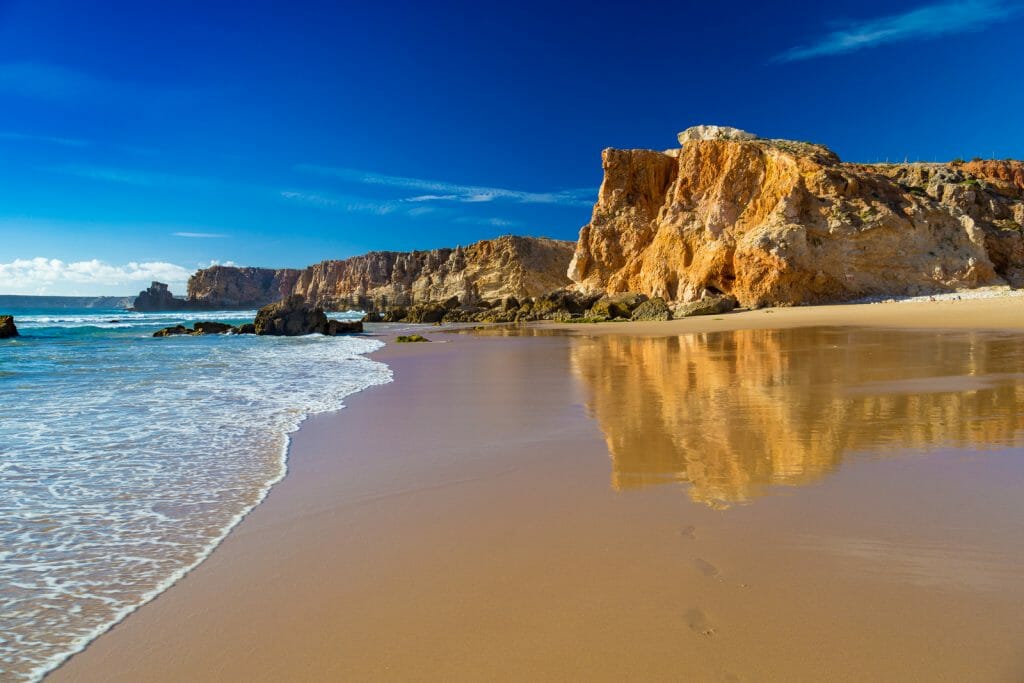 Praia Do Tonel, small isolated beach in Alentejo region, Sagres, Portugal.