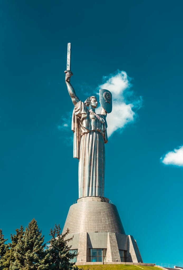 Motherland Munument statue - Statue of woman holding a sword and shield