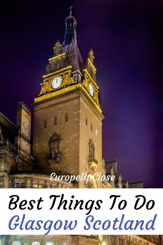 Planning a trip to Glasgow? Here is the perfect Glasgow itinerary and best things to do in Glasgow list that will help you make the most of your time in Glasgow. In this list you will find all the top attractions, sighs, restaurants, bars, parks and hidden gems in Glasgow that you should not miss. Whether you want to spend 1 day in Glasgow, a weekend or more, this list of Glasgow things to do will help you make the most of your time in this fun Scottish city. 