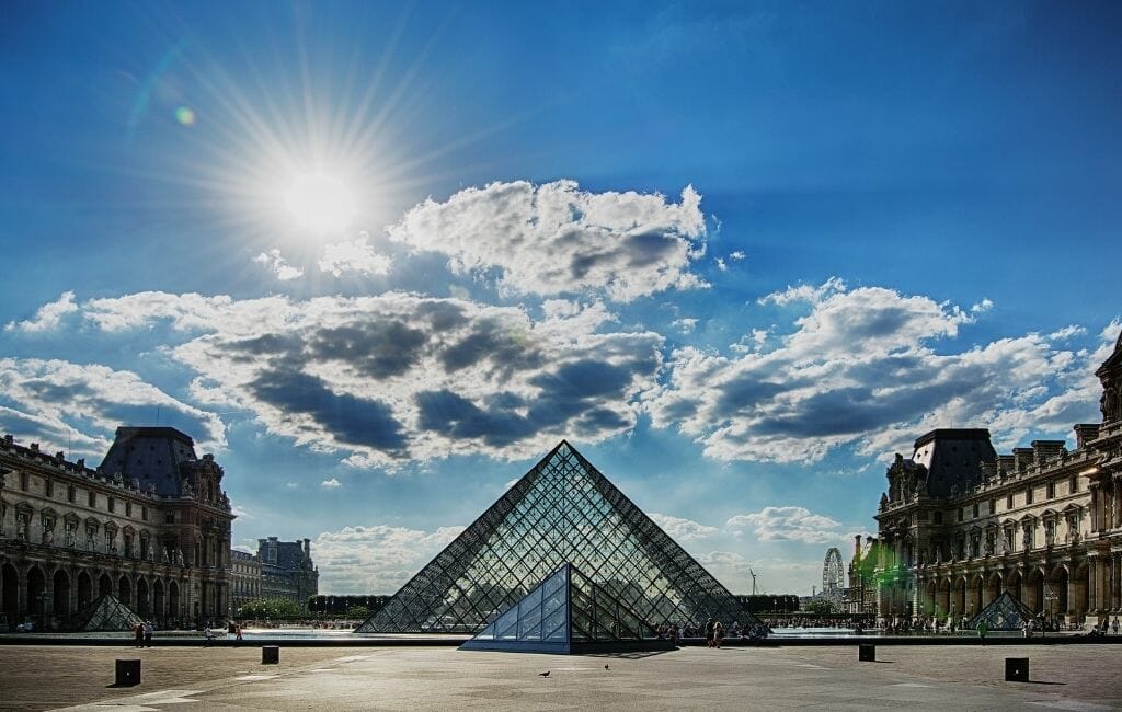 Glass pyramid - photo taken from in front of Louvre Paris - Things To do in Paris