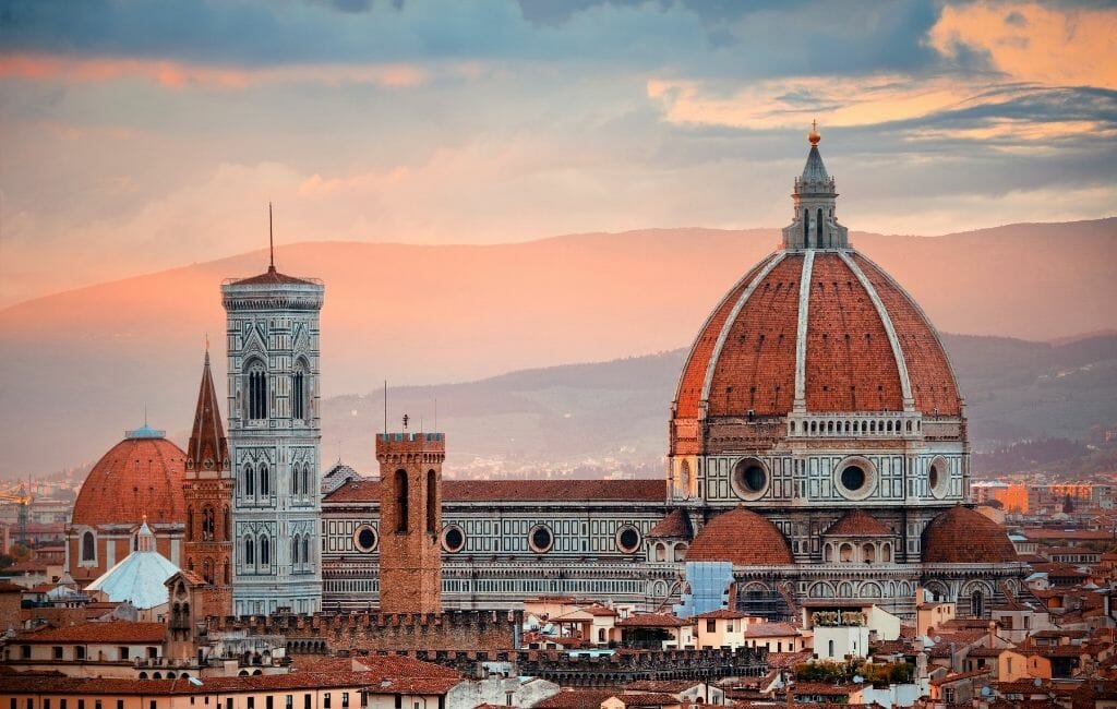 Duomo of Florence and city scape of Florence during Sunset