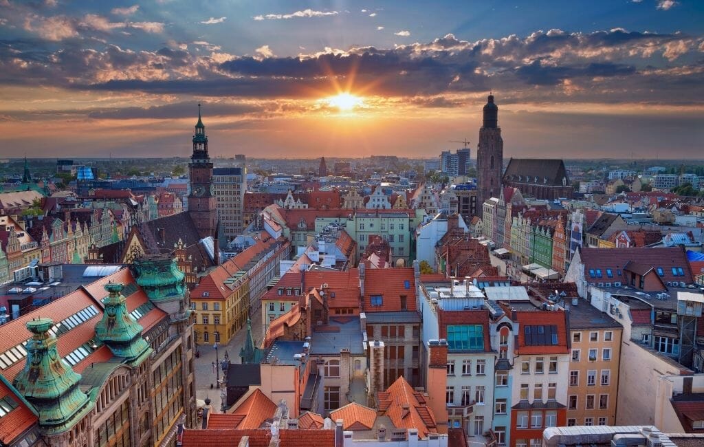 Aerial view of wroclaw poland during sunset - Things to do in Wroclaw Poland