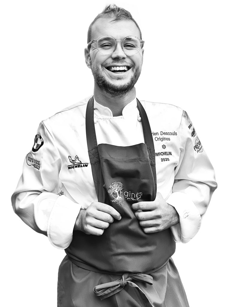 Black and white photo of Chef Adrien Descouls