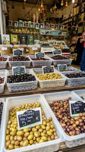 Food tour in Thessaloniki - olive seller at market