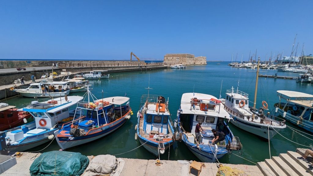 fishing boats in harbor of Heraklion Crete